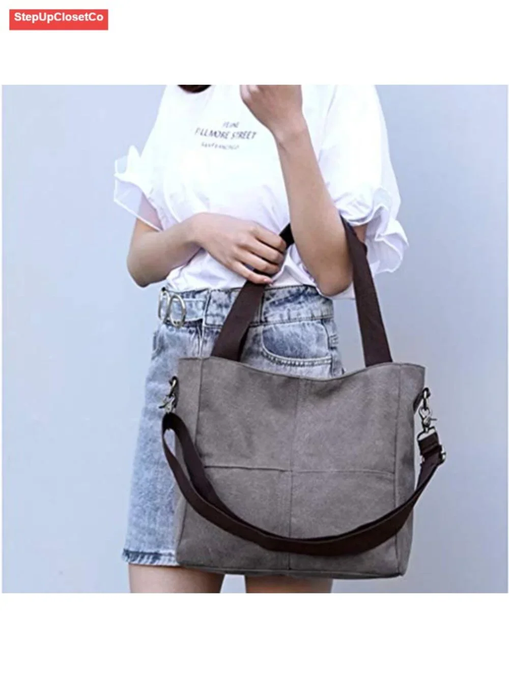 Women's Canvas Tote Bag Satchel Shoulder Crossbody Work Travel Purse